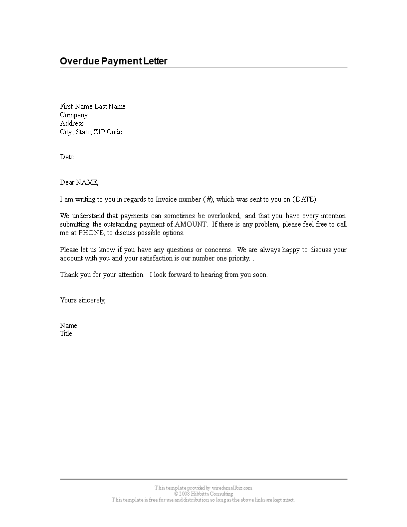 overdue payment letter template