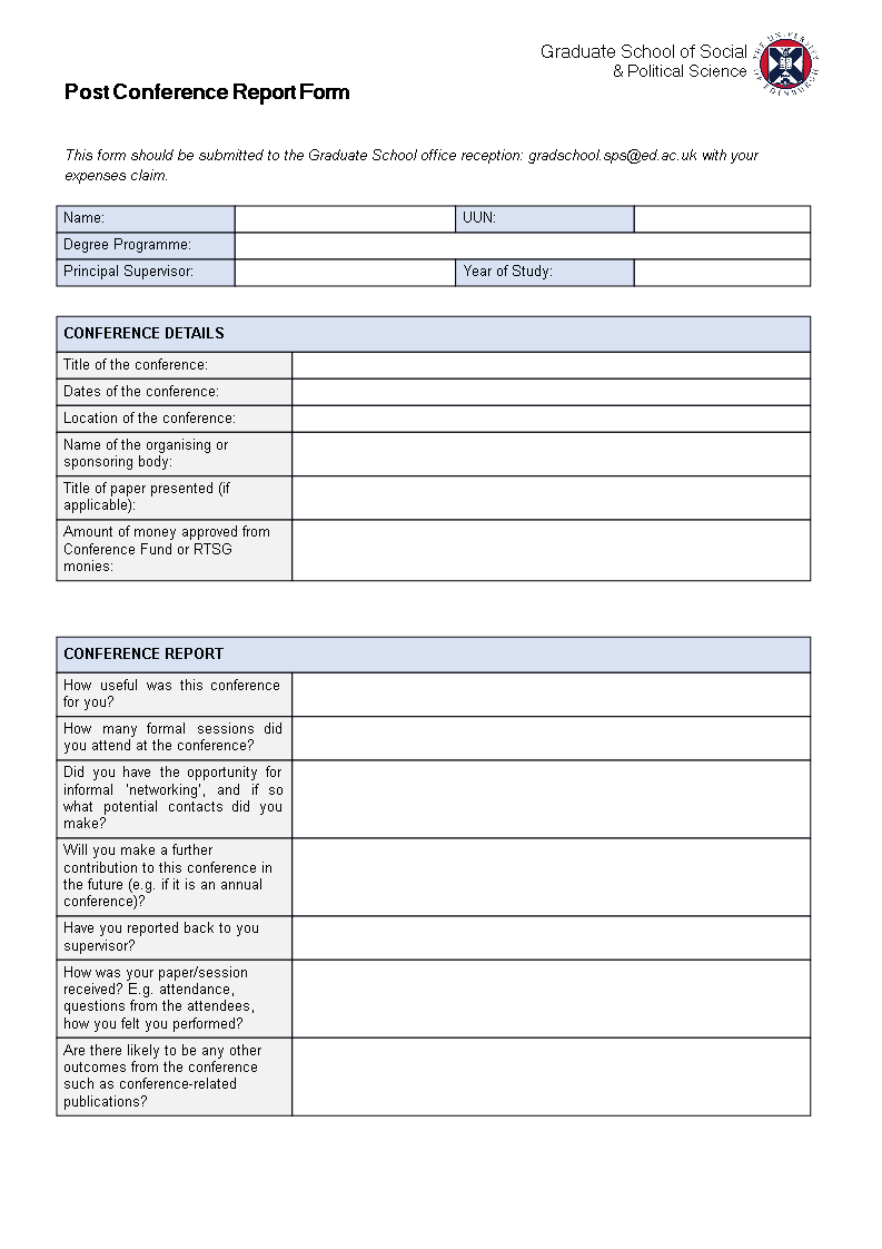 post conference report template