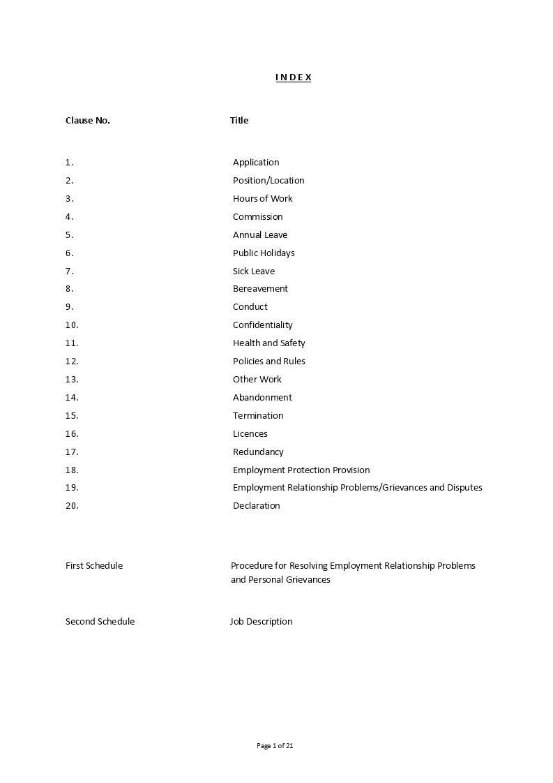 job contract template voorbeeld afbeelding 