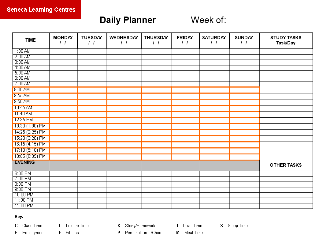 weekly daily planner printable modèles