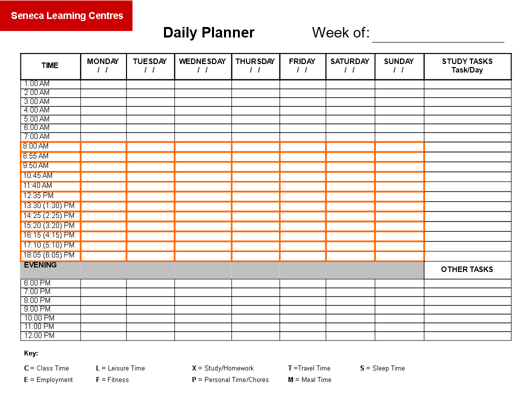 weekly daily planner printable Hauptschablonenbild