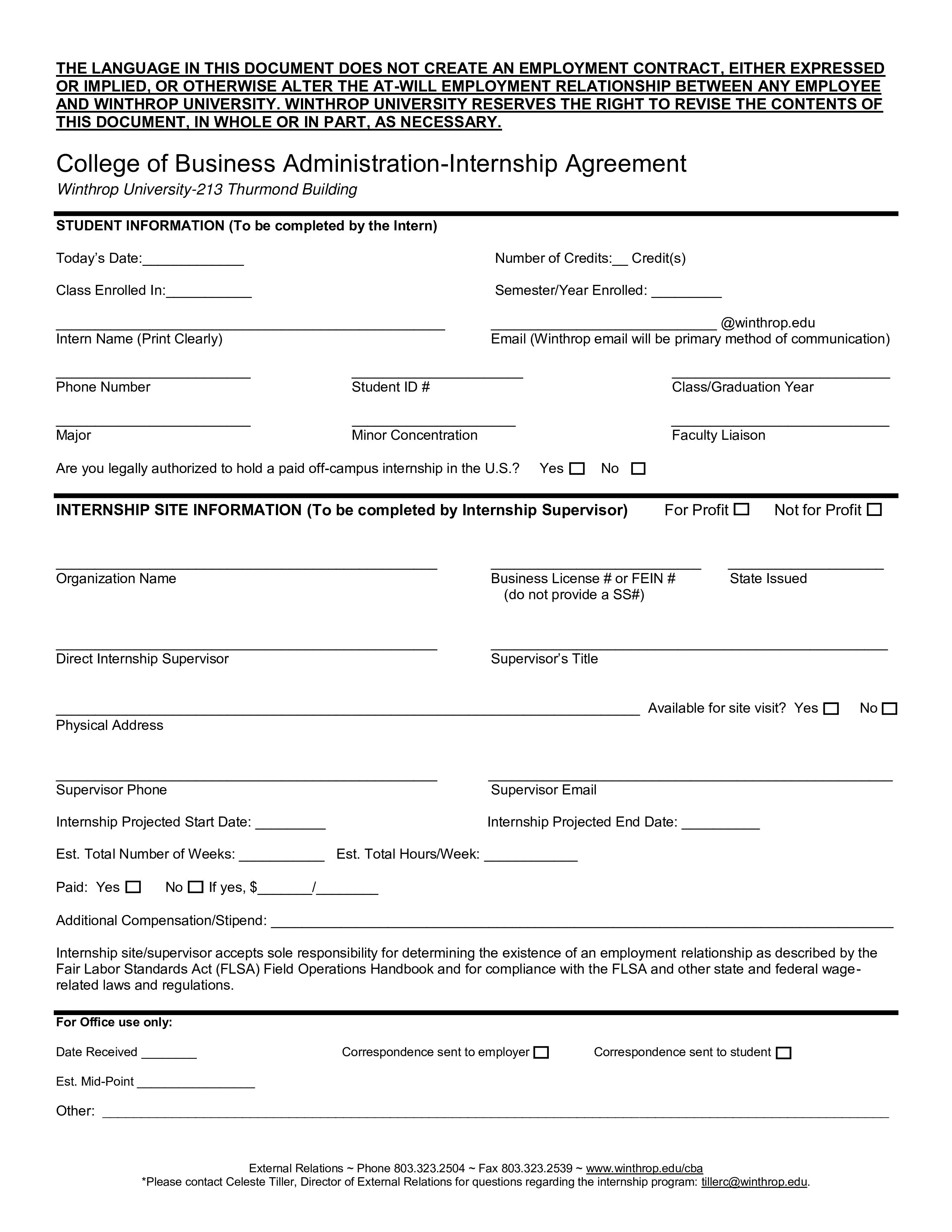 business administration internship agreement voorbeeld afbeelding 