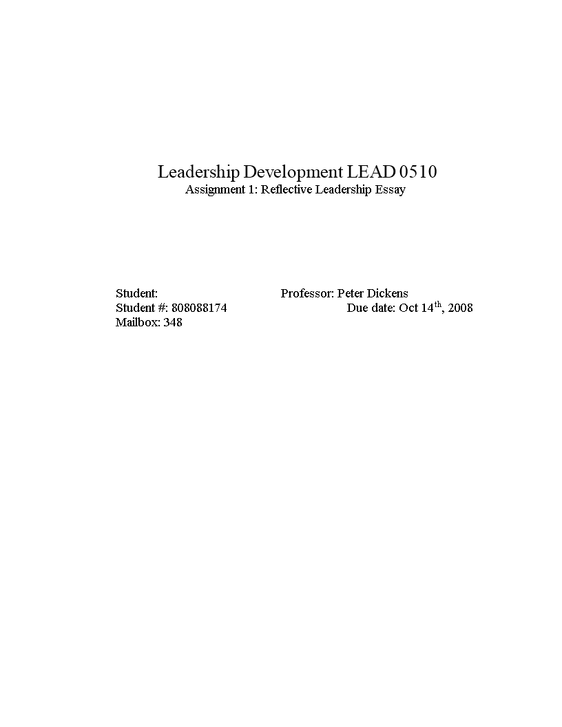 reflective leadership essay sample modèles