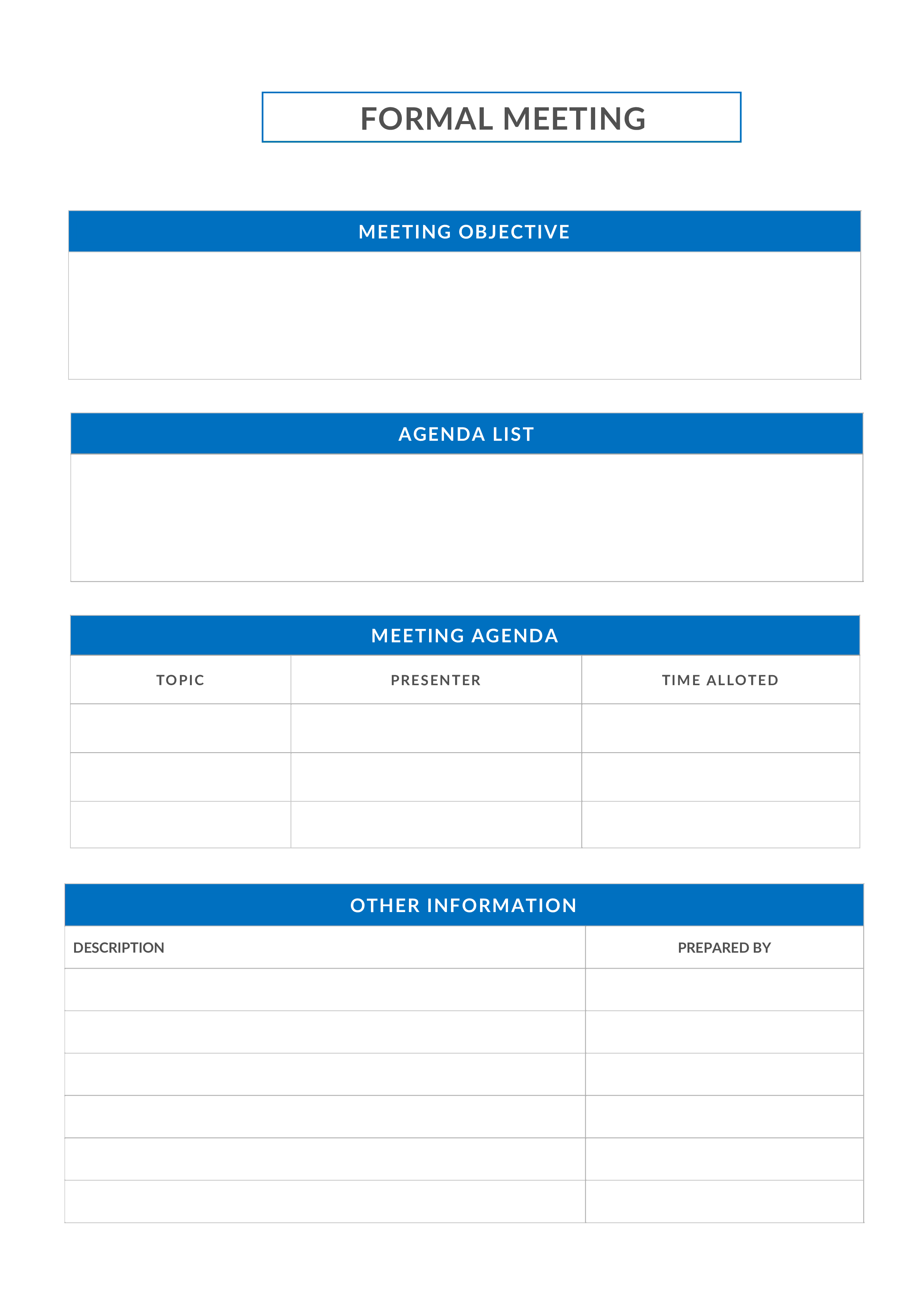 formal agenda template