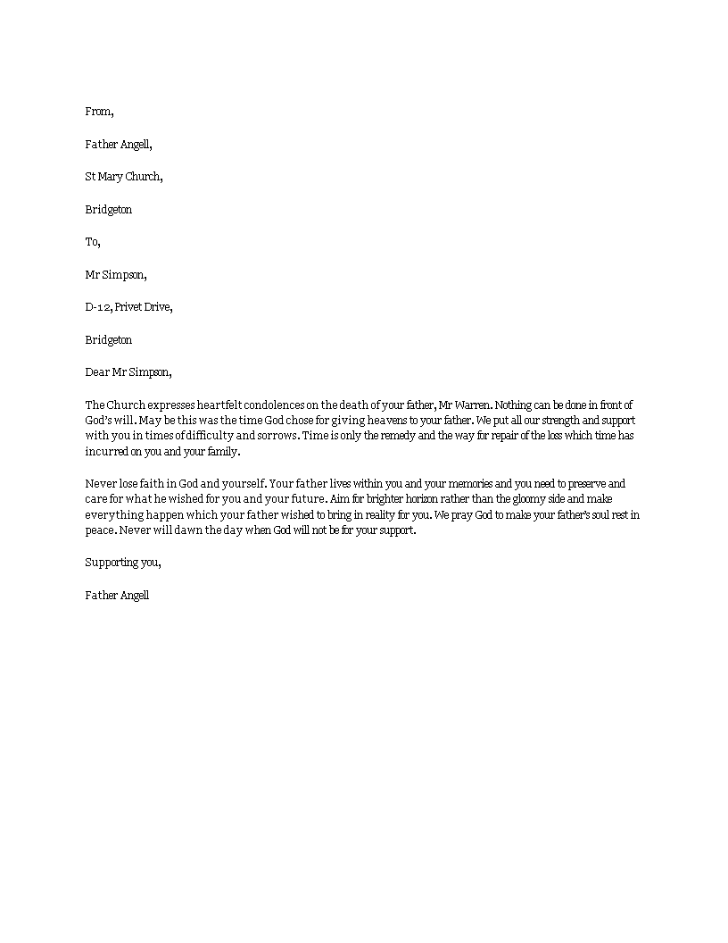 christian condolence letter template