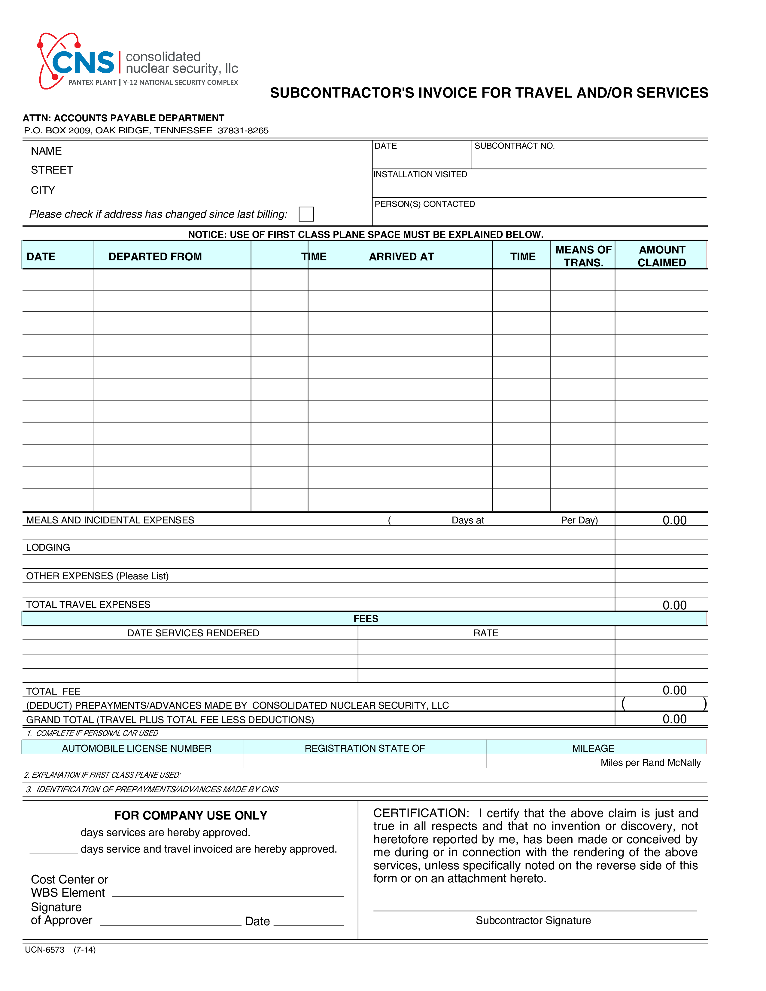 subcontractors invoice for travel or services voorbeeld afbeelding 