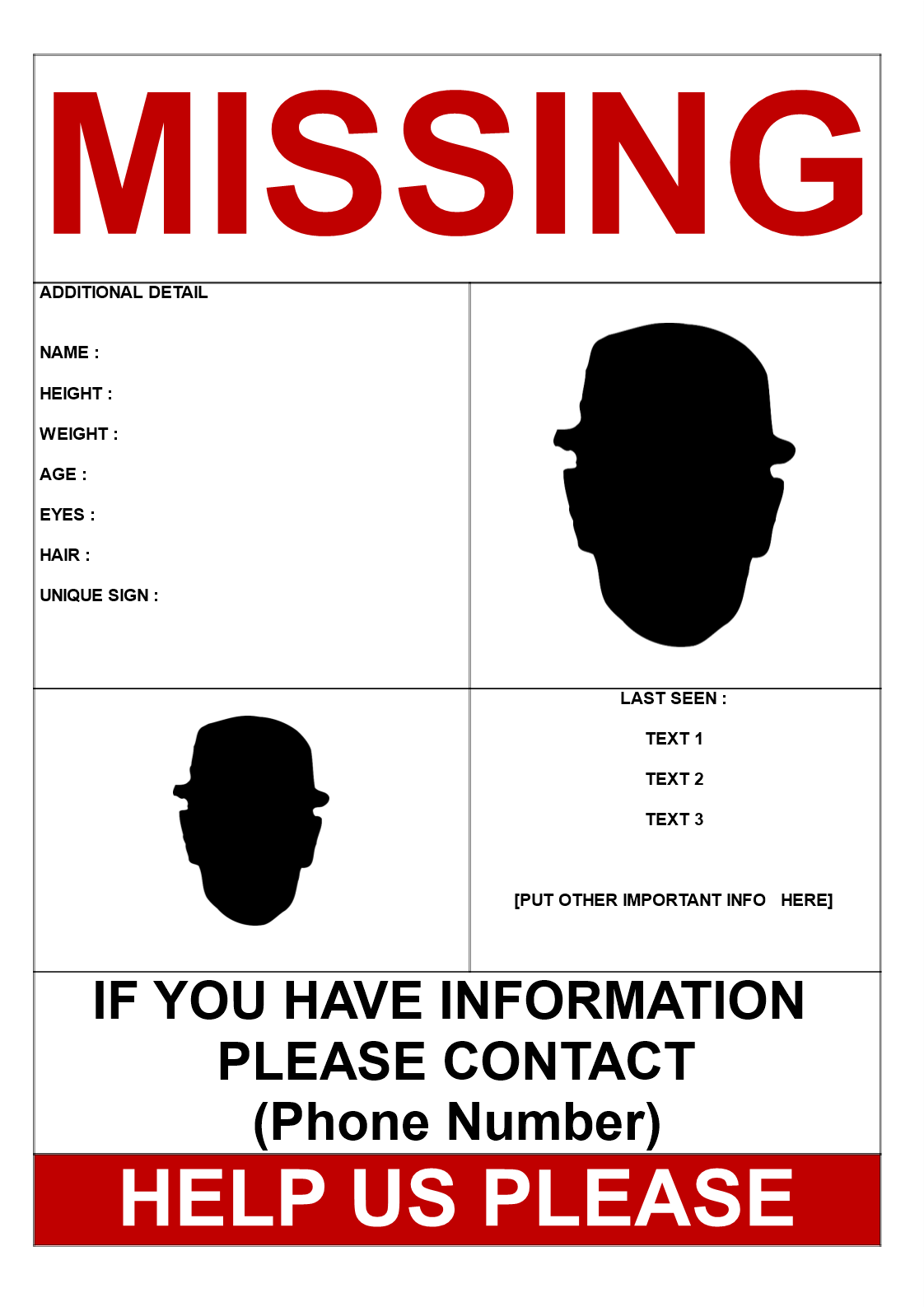 missing person template 2 pictures template