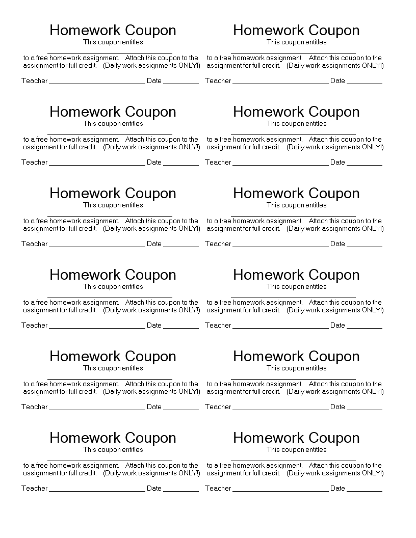 homework coupon template