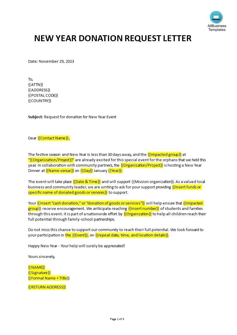 Sample letter asking for toy donations | Templates at ...