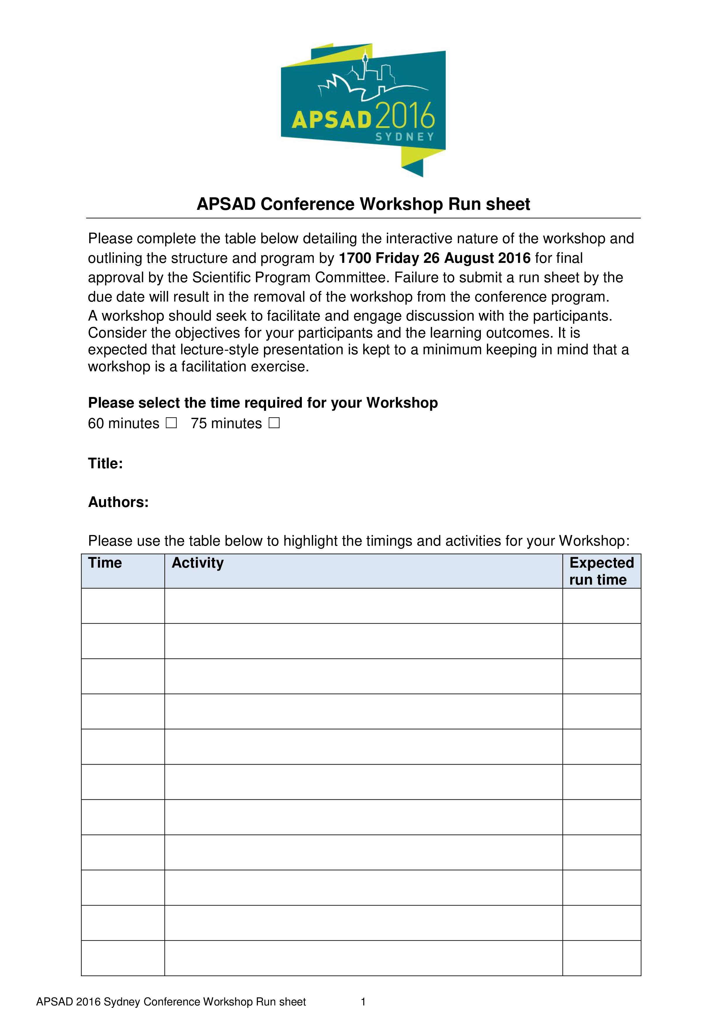 Conference Run Sheet Templates At Allbusinesstemplates