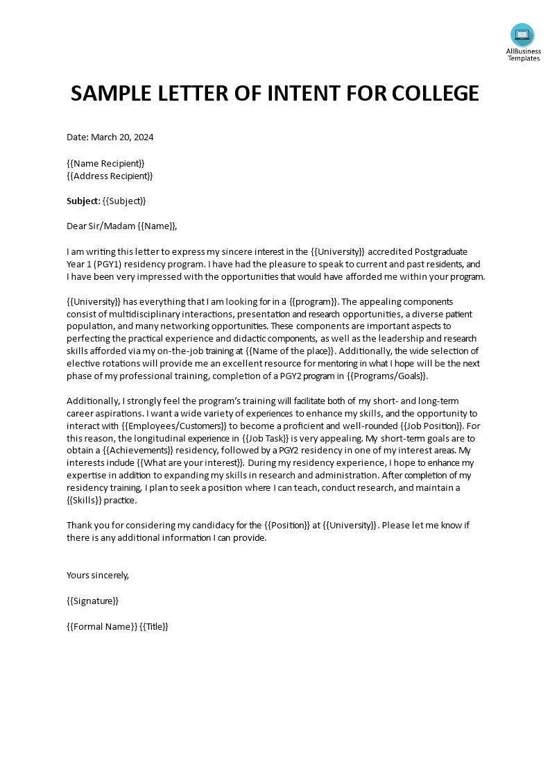 letter of continued interest college example