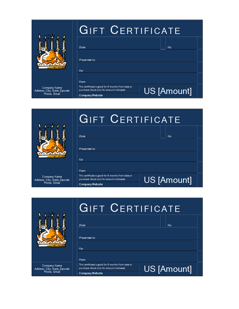 thanksgiving gift certificate modèles