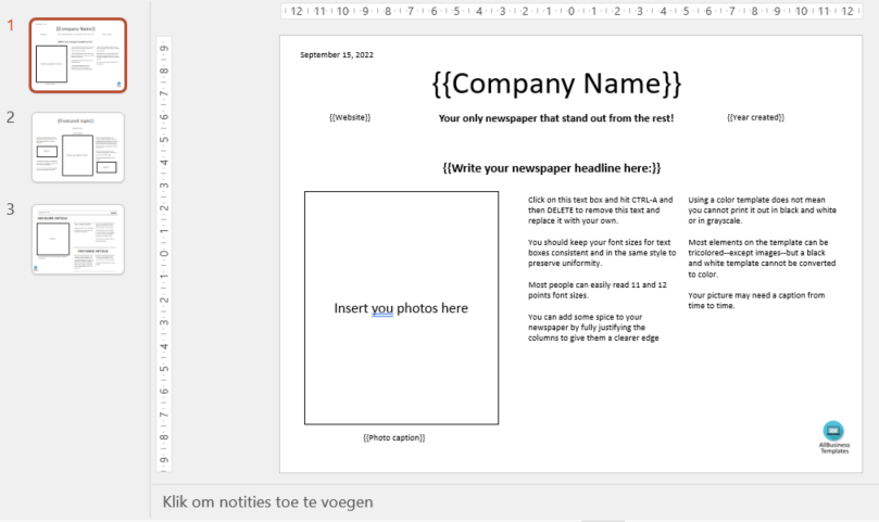 newspaper powerpoint template modèles