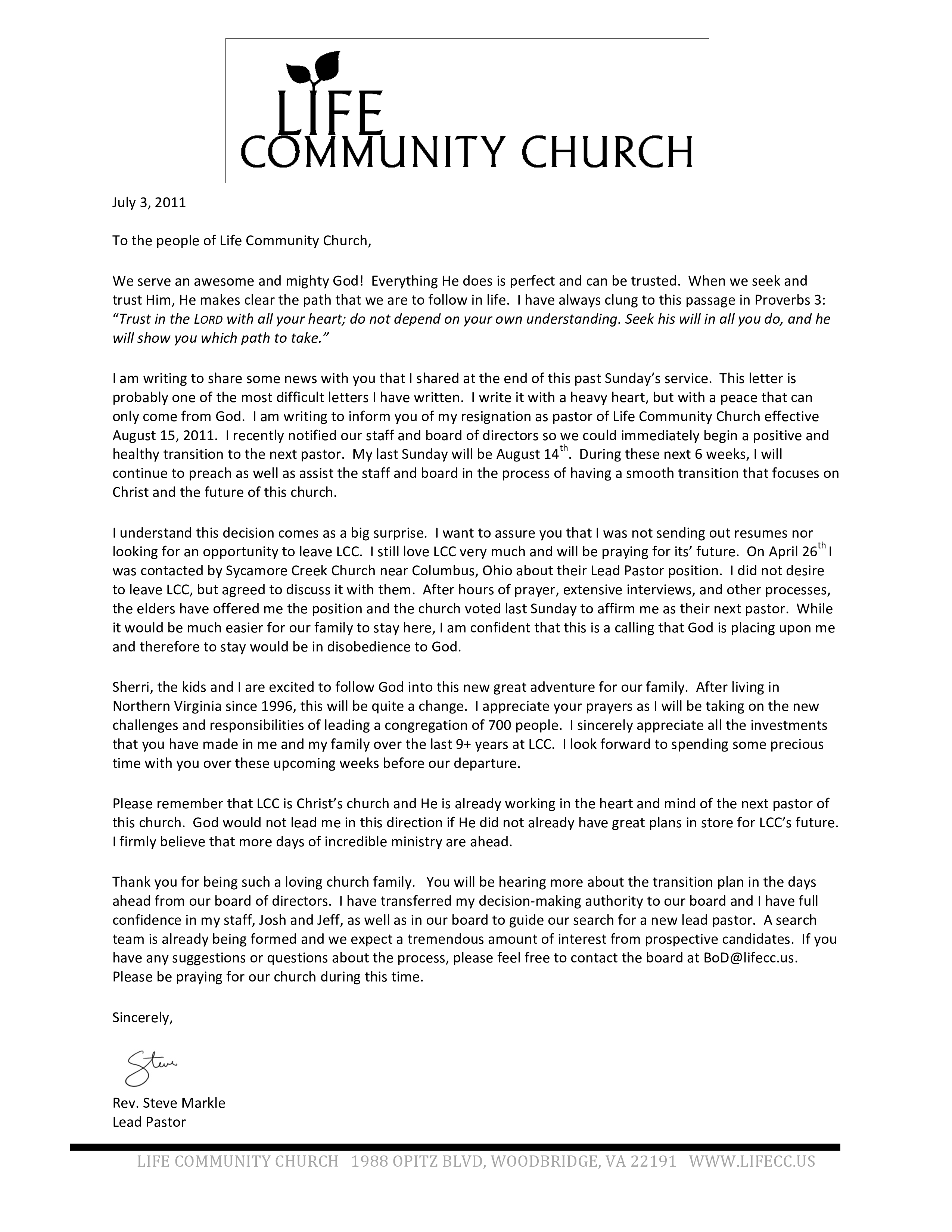 resignation letter church staff template