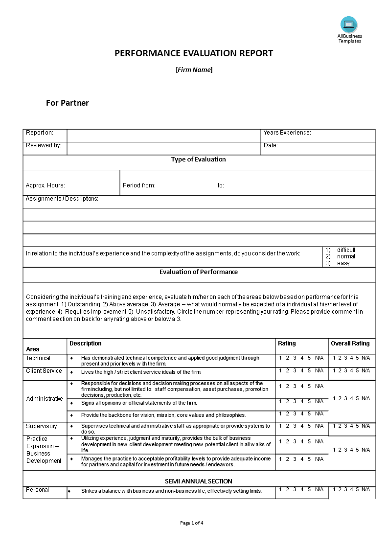 HR Performance Evaluation Report template - Premium Schablone