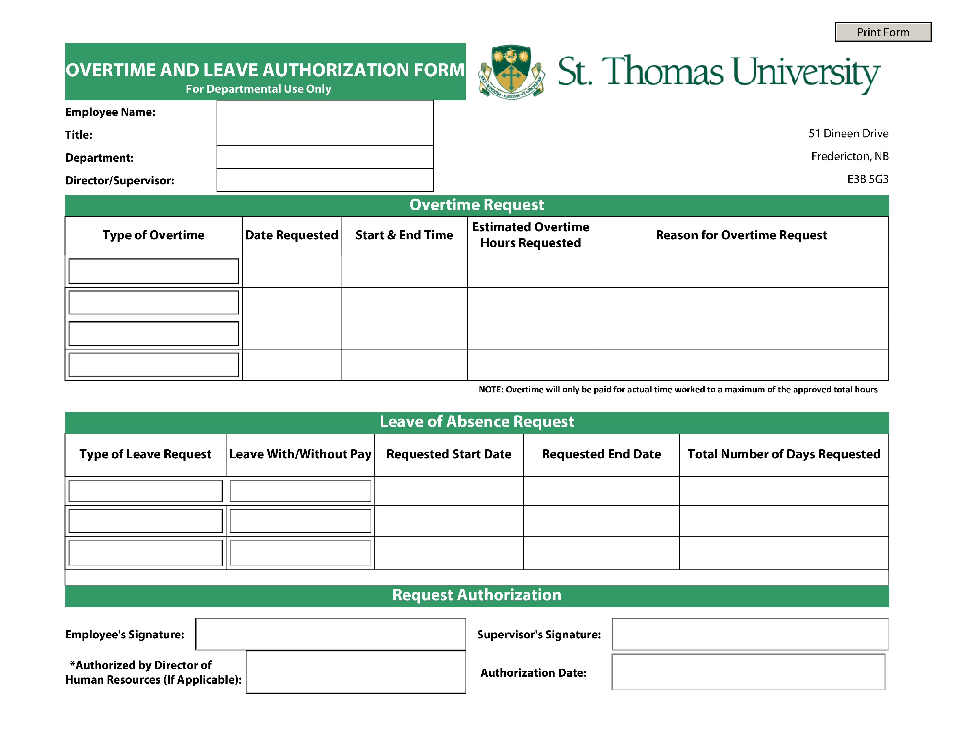 overtime leave authorization form plantilla imagen principal