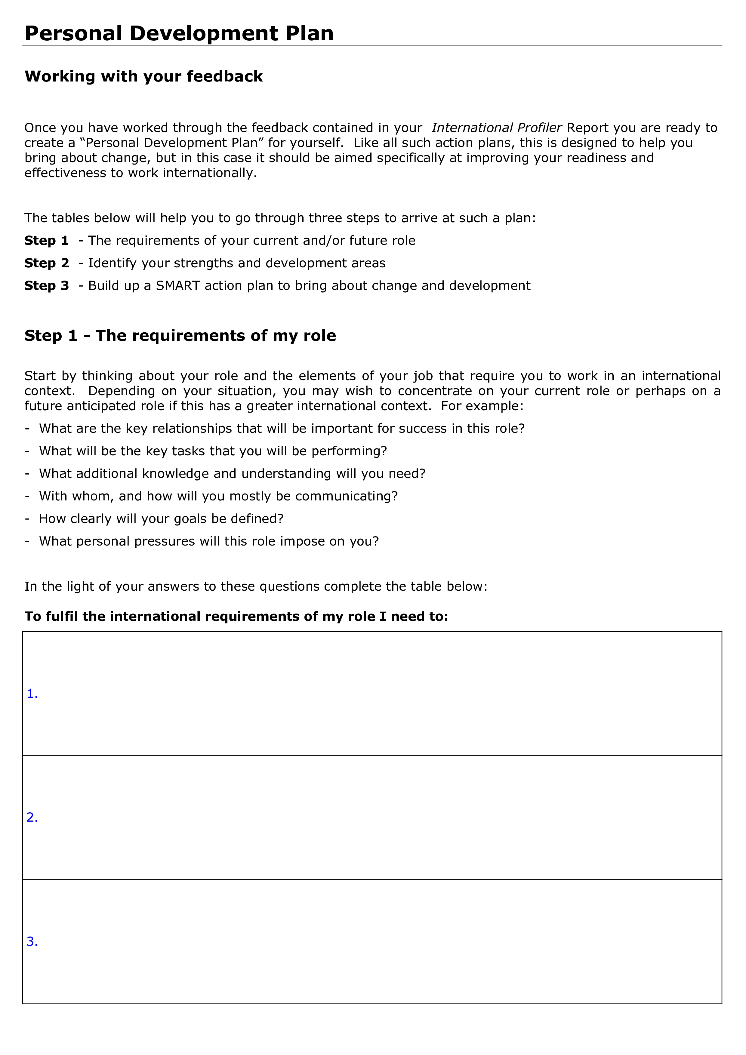 personal development plan Hauptschablonenbild