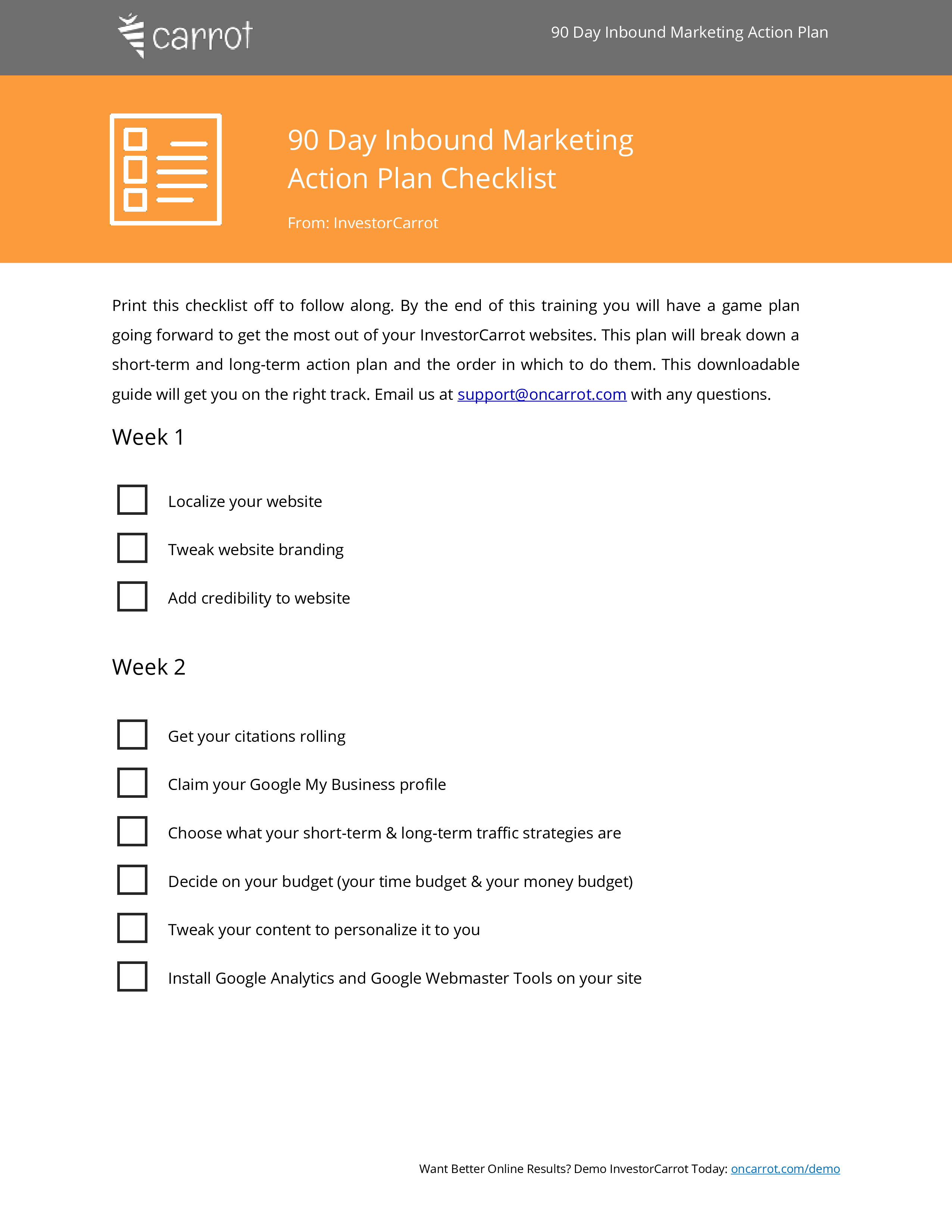 inbound marketing action plan checklist voorbeeld afbeelding 