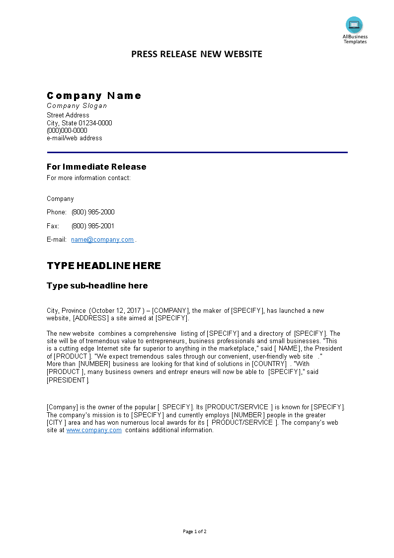 Press Release New Website main image