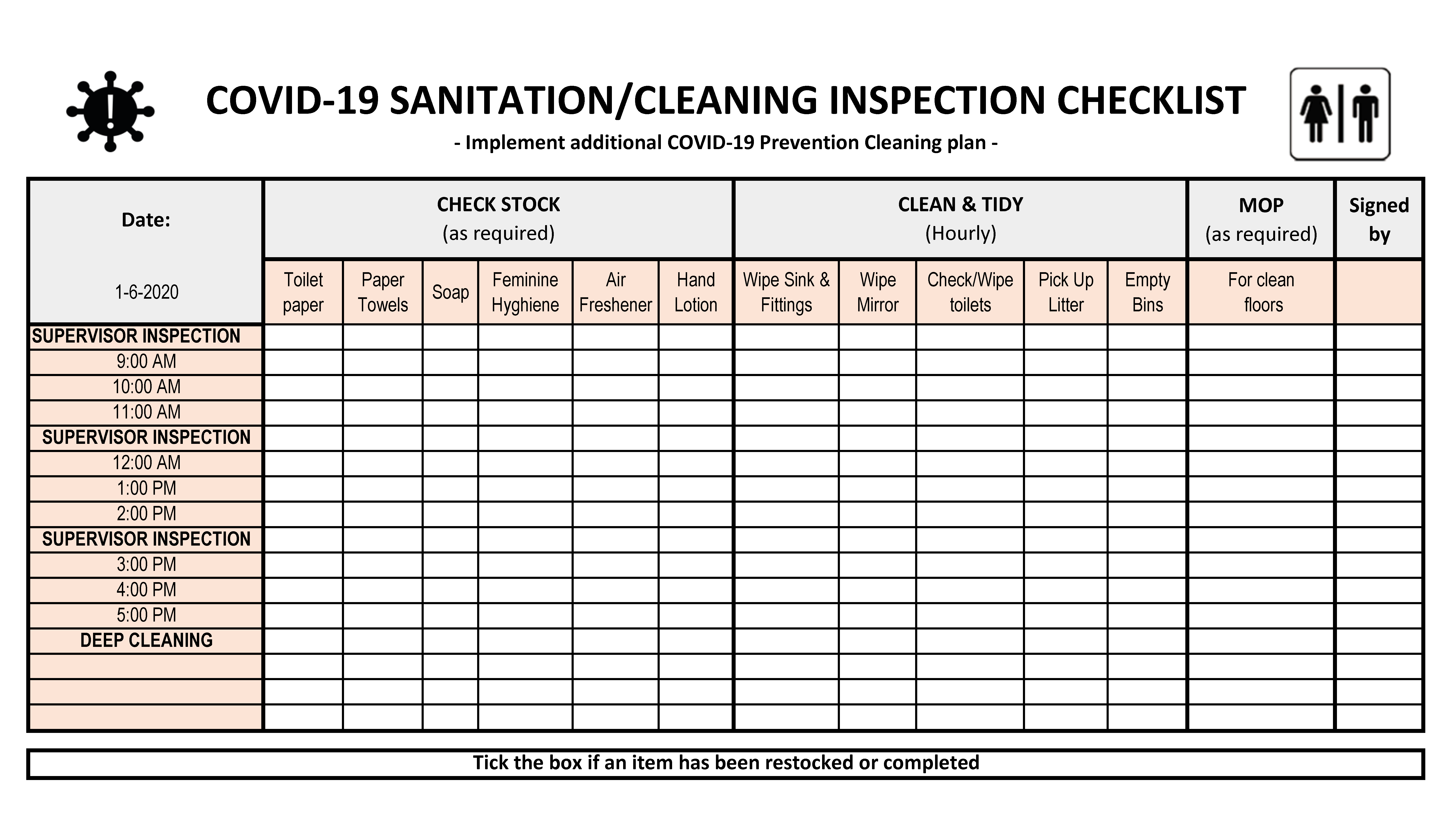 COVID-19 Facility Cleaning List main image