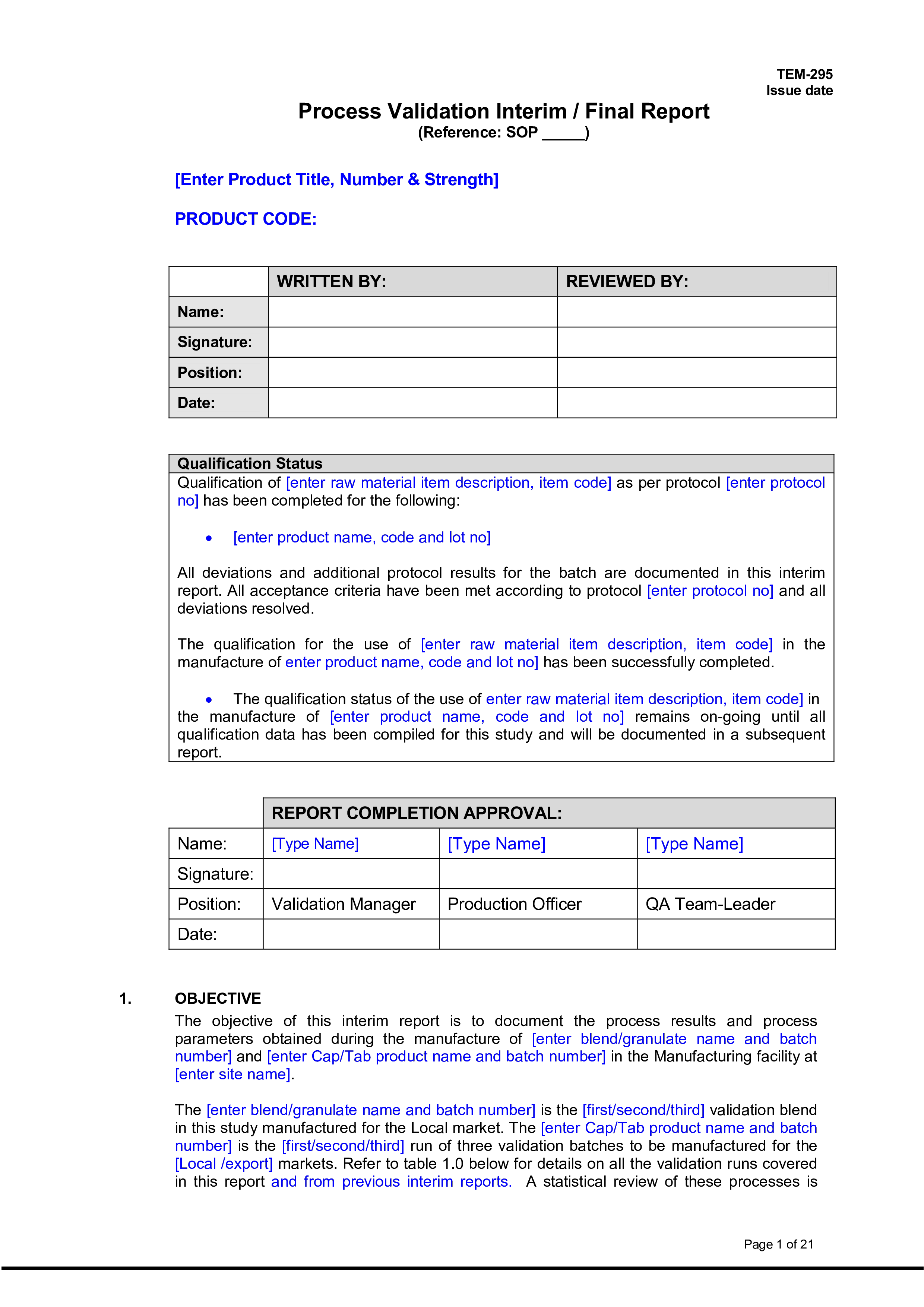 Prozessvalidierung 模板