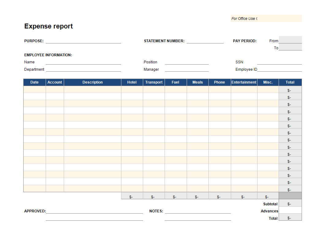 expense report xlsx template modèles