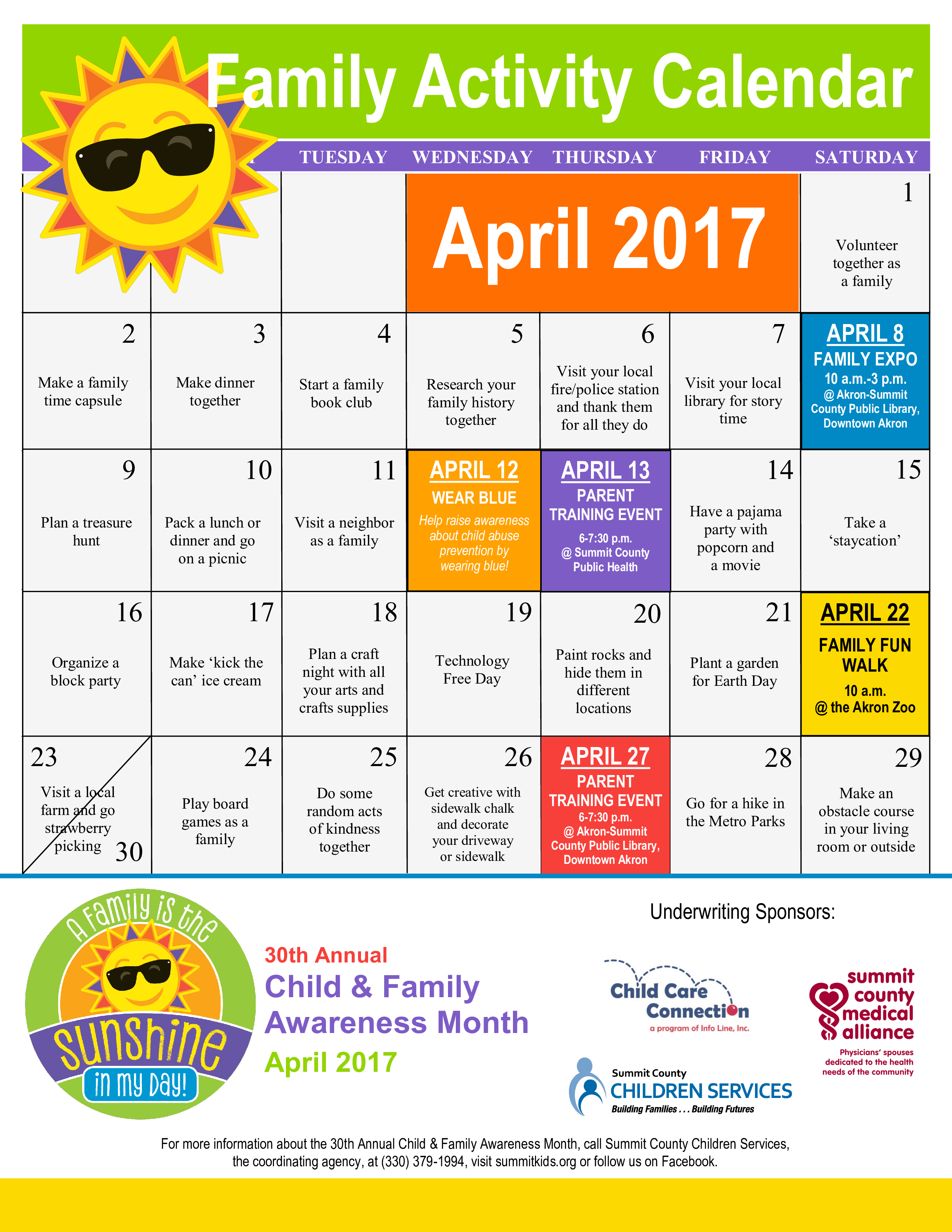 Monthly Activity Calendar