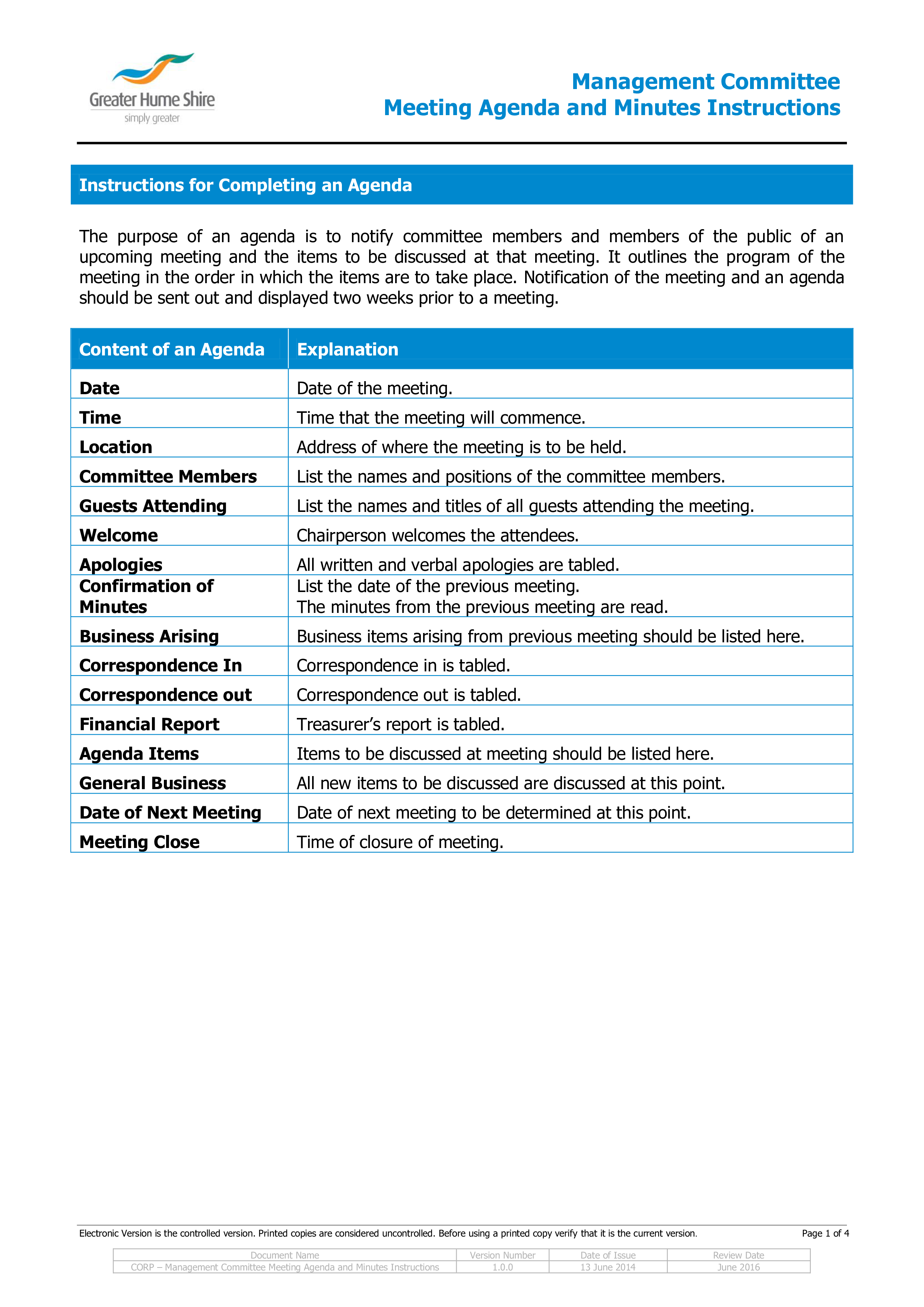 Management Committee Meeting Minutes main image