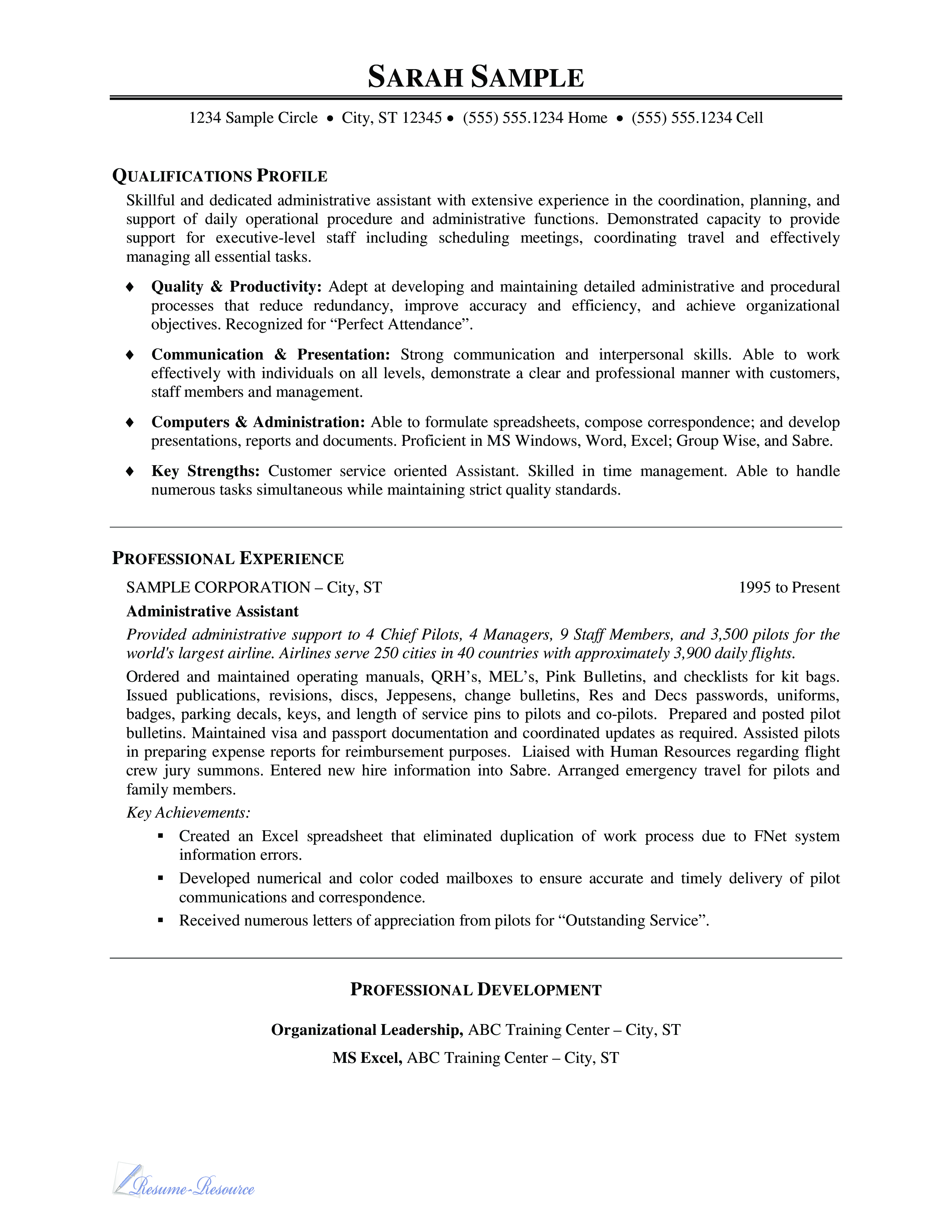 administrative assistant resume example voorbeeld afbeelding 