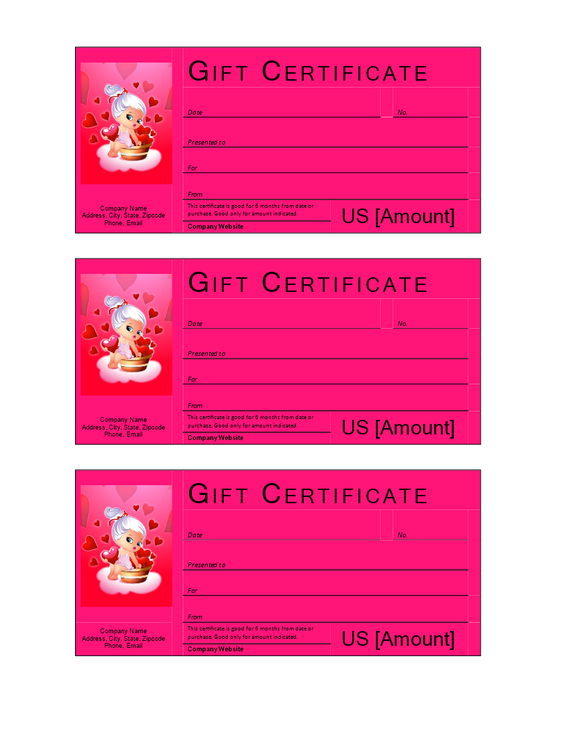 pink valentine gift card plantilla imagen principal