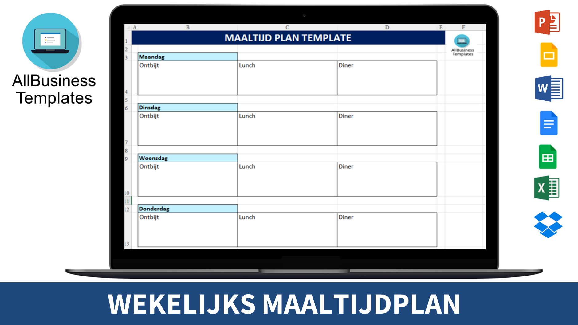 wekelijkse maaltijdplanner template voorbeeld afbeelding 