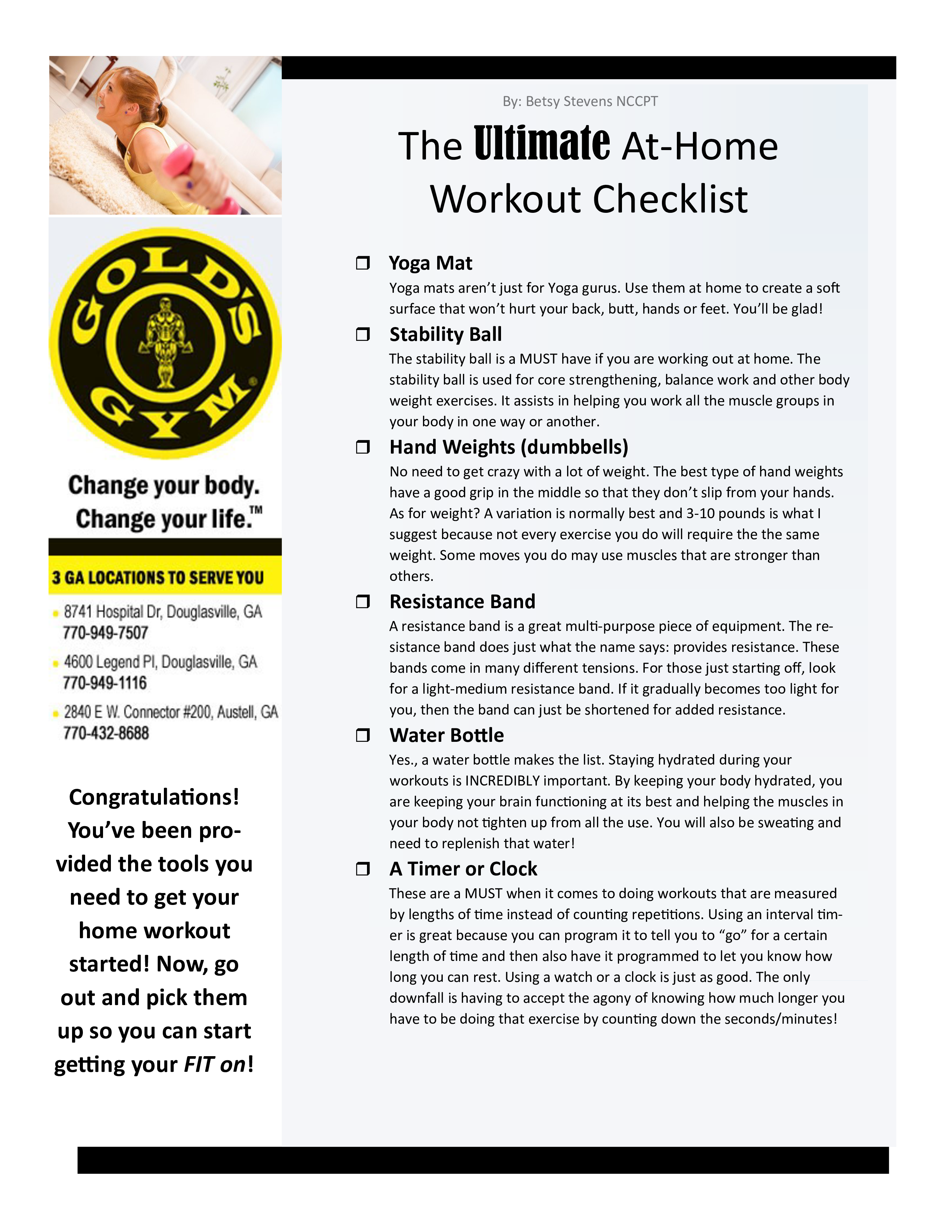 home workout checklist Hauptschablonenbild