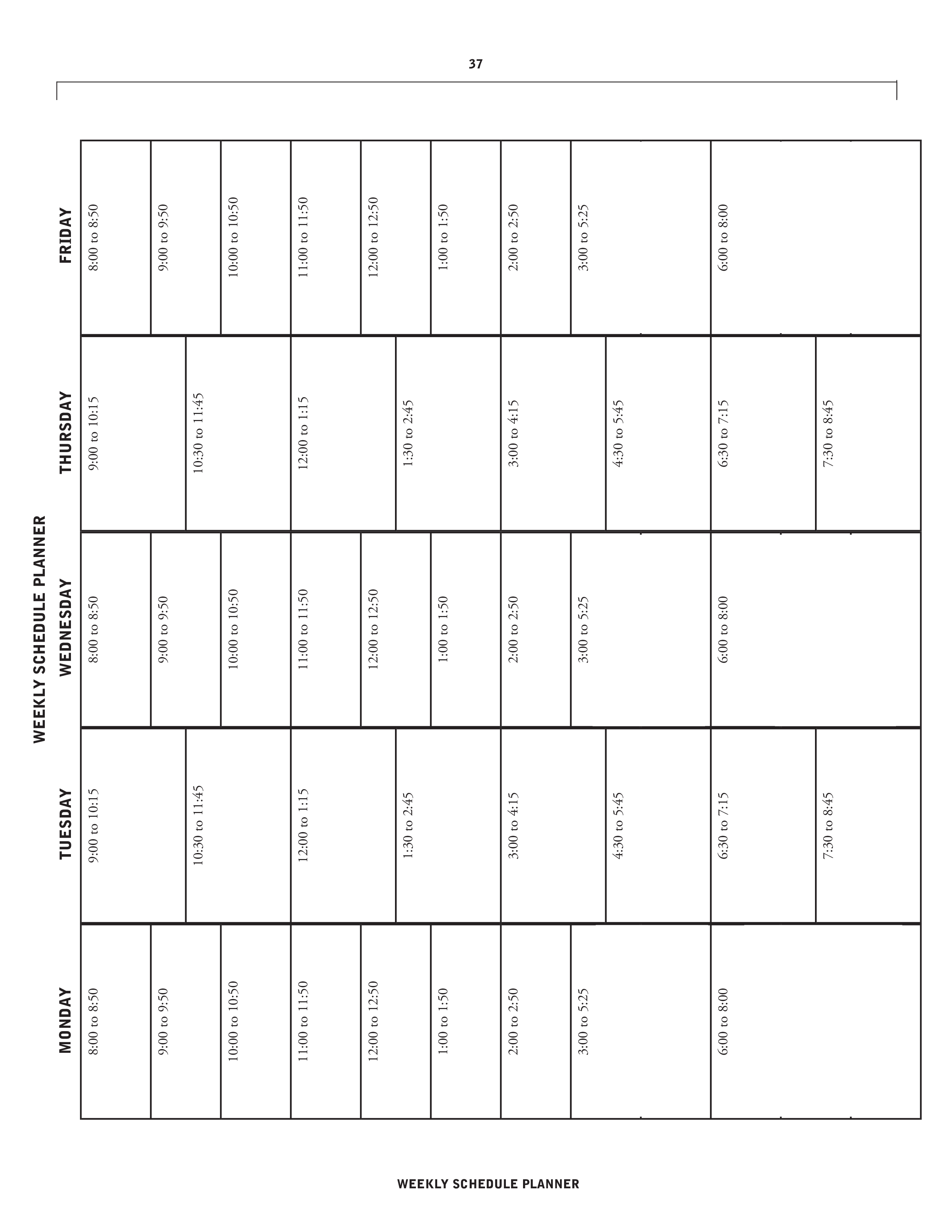printable weekly schedule planner voorbeeld afbeelding 