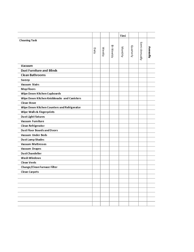 House Cleaning Schedule | Templates at allbusinesstemplates.com