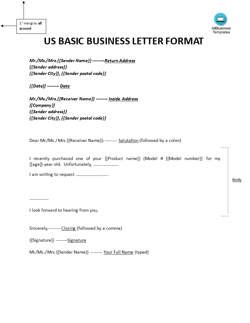 basic business letter voorbeeld afbeelding 
