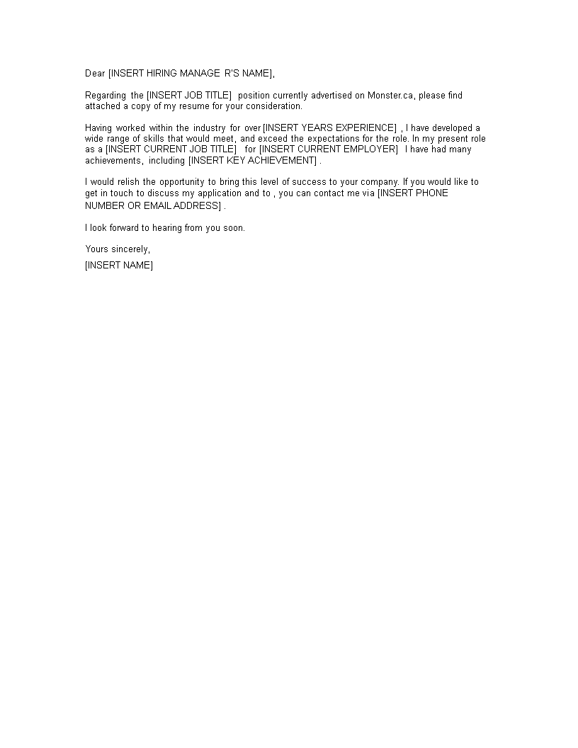 formal written cover letter template