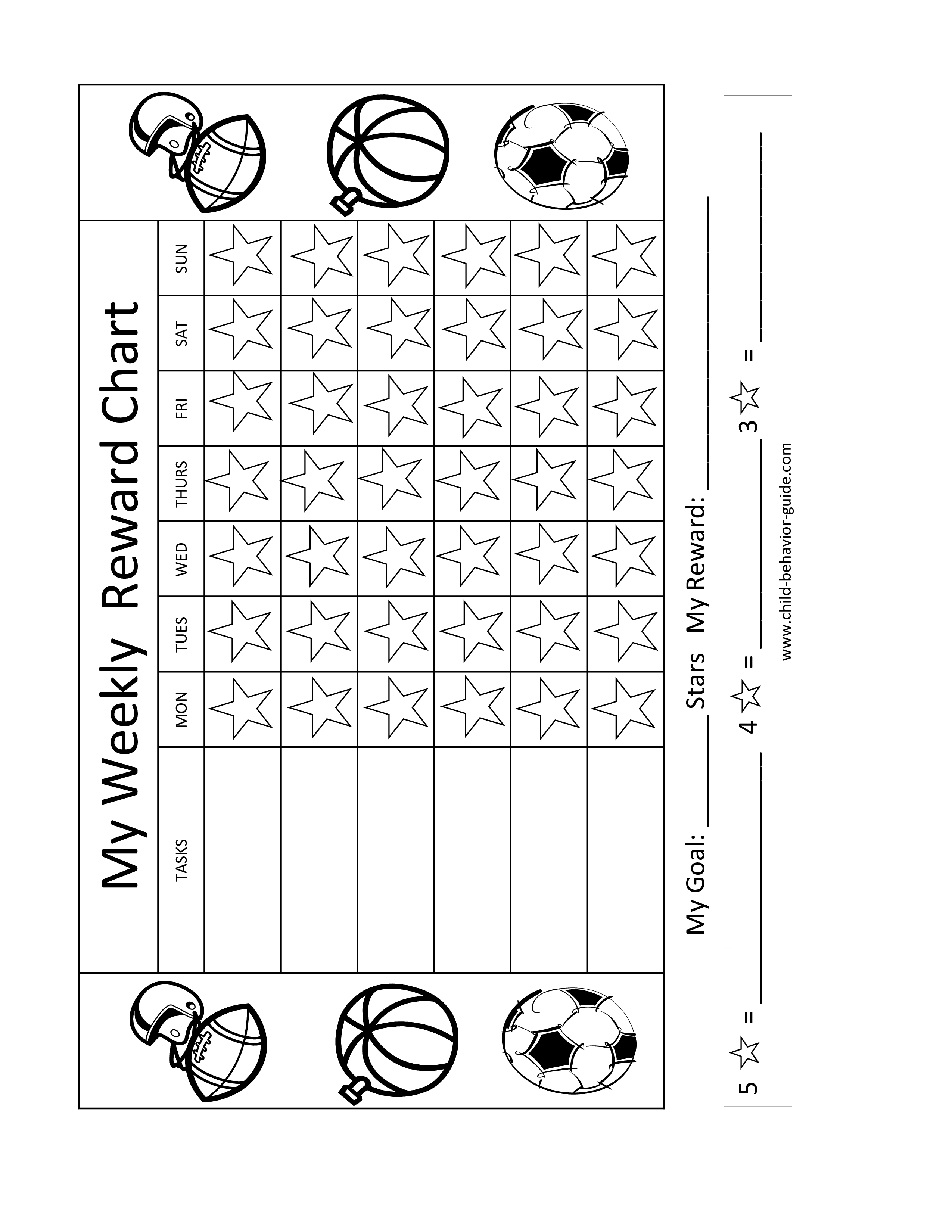 wekelijkse beloningskaart template