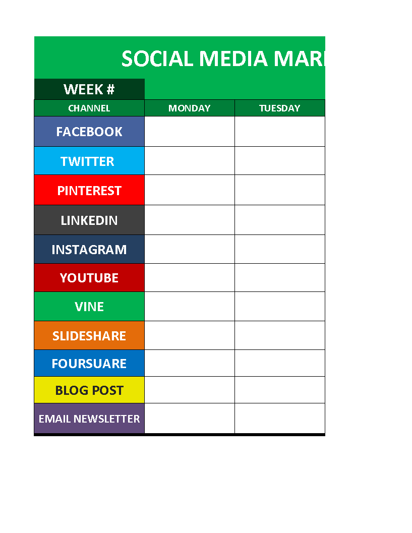 social media schedule voorbeeld afbeelding 