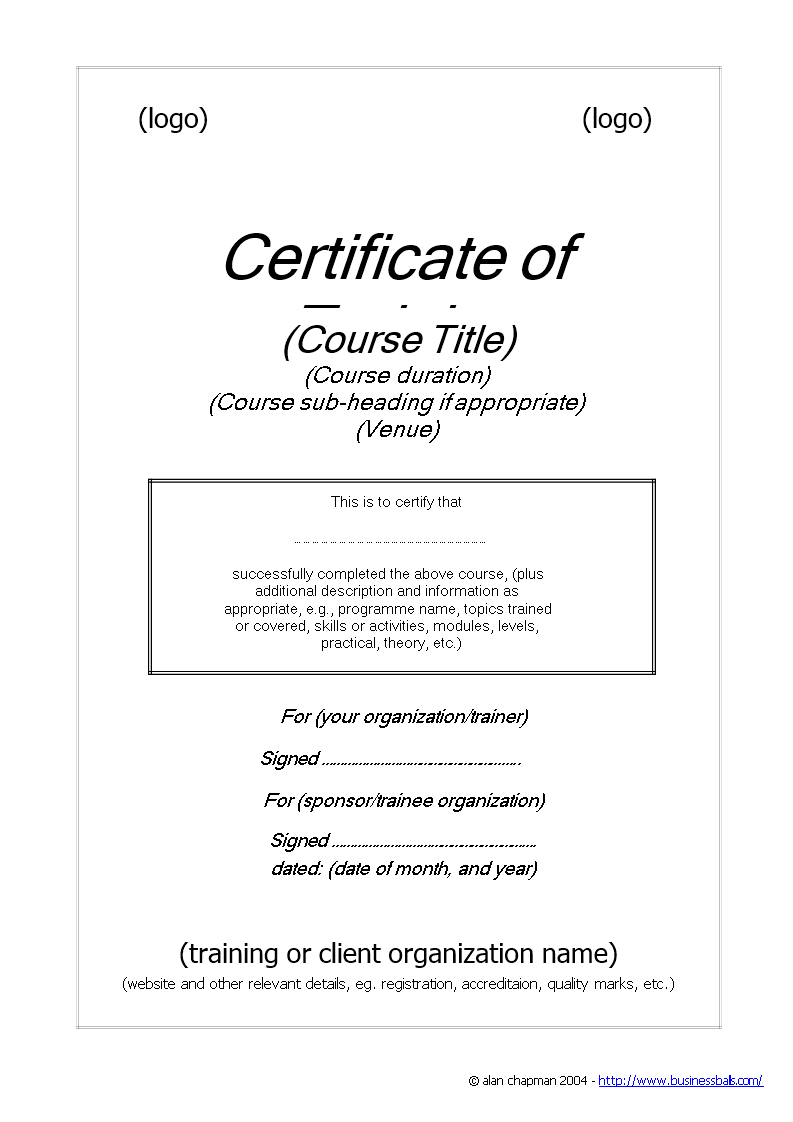 example training certificate letter Free Training Templates at Certificate example training certificate letter Free Training Templates at Certificate