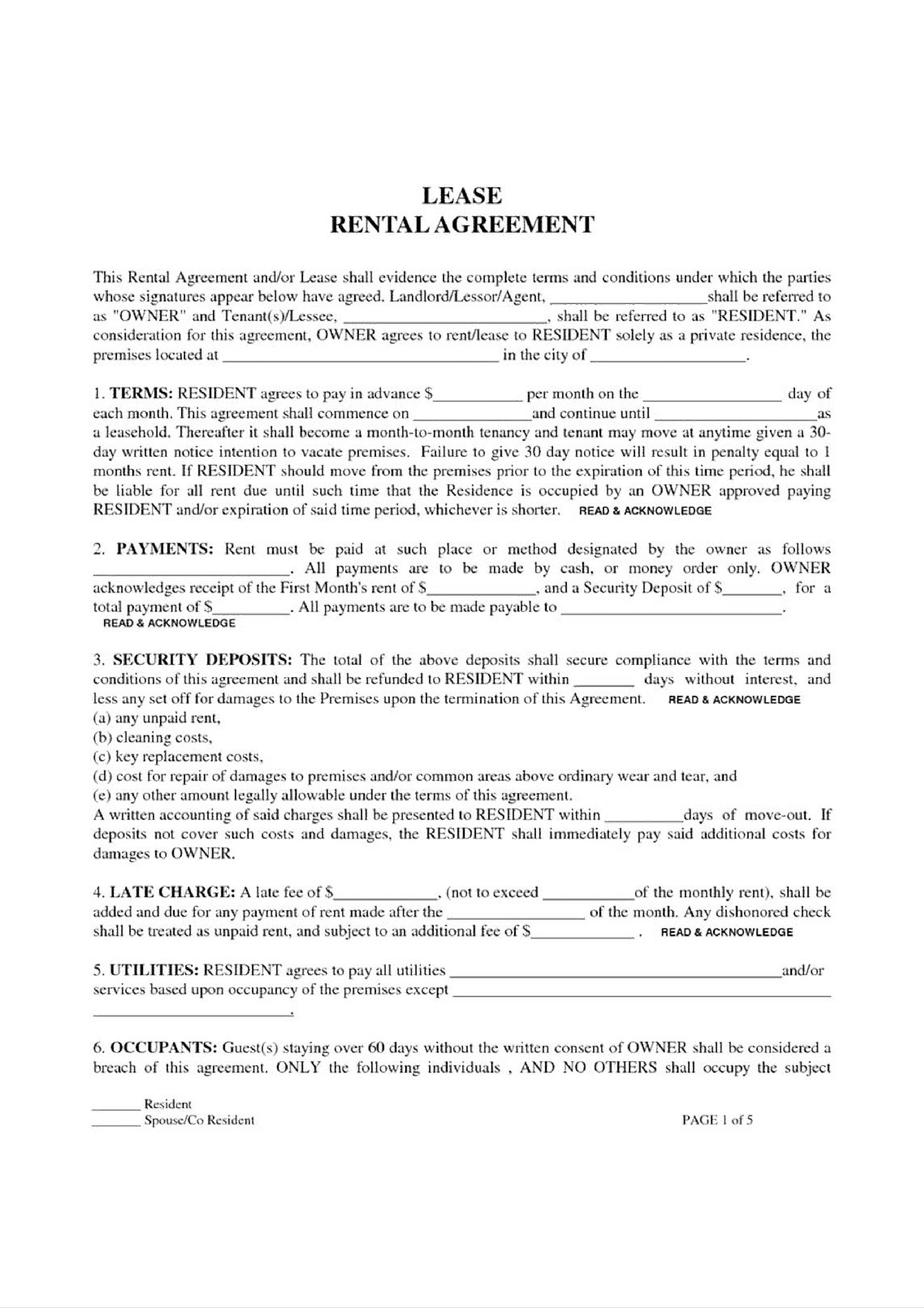 apartment lease rental property template