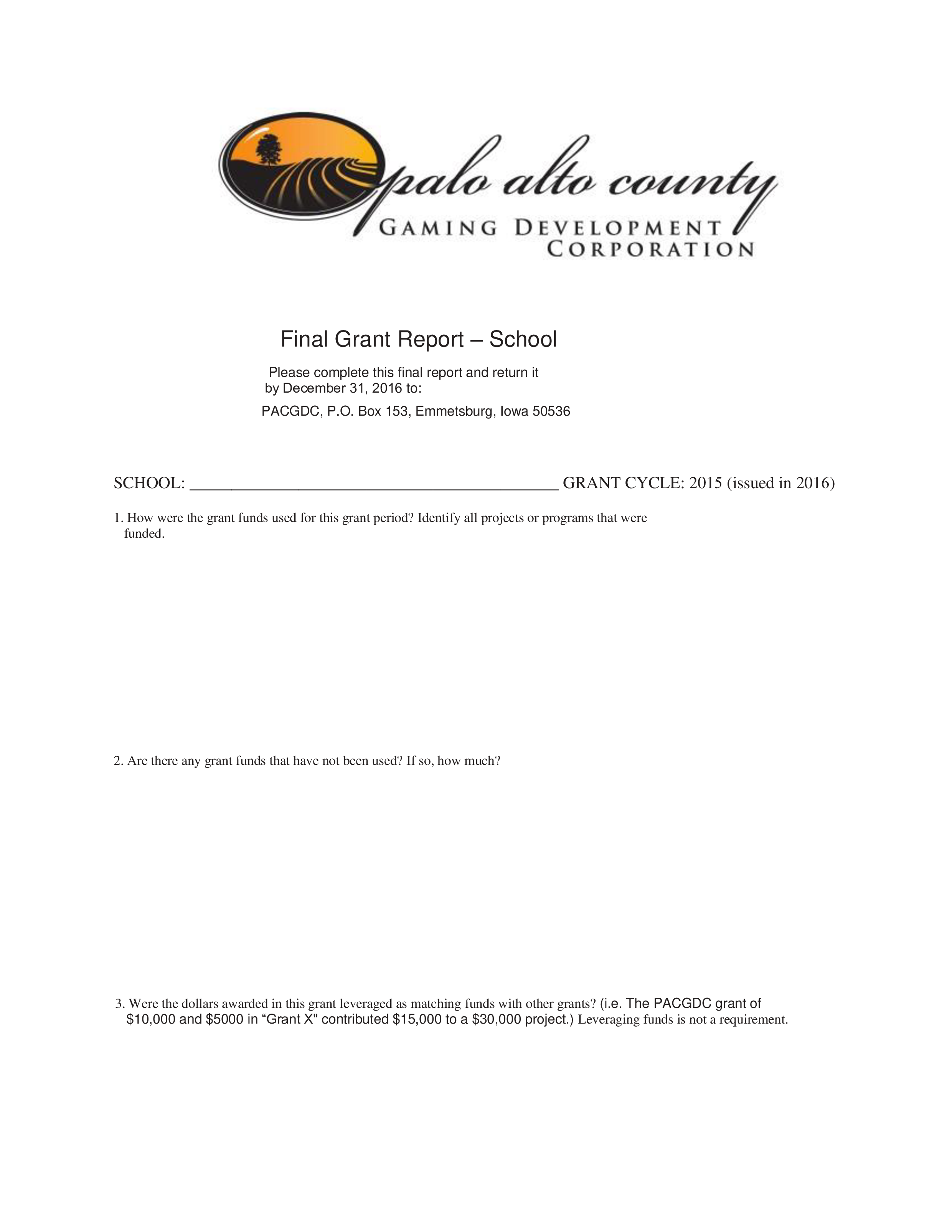 final grant report worksheet template