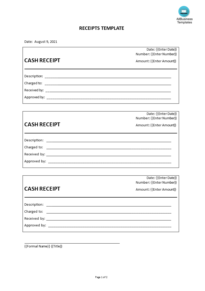 receipts template template