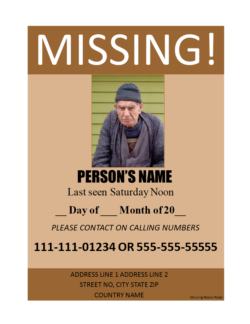 Kostenloses Missing Person Poster