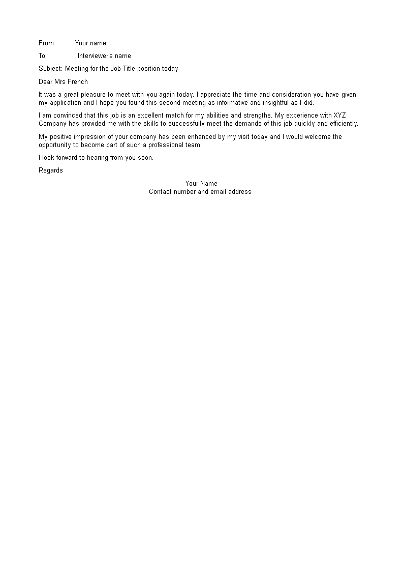  Second Interview Thank You Letter Template Database Letter Template 