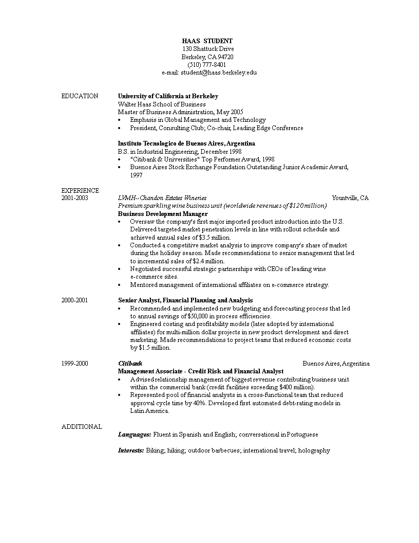 basic student resume template