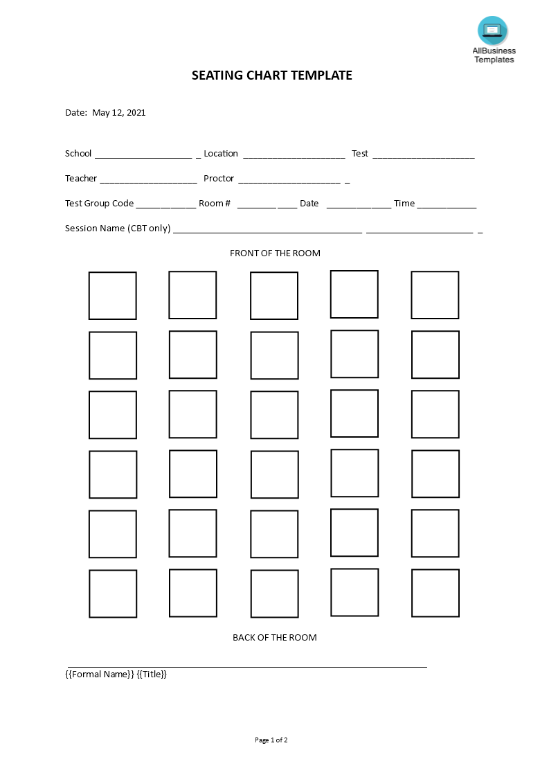 Seating chart template 模板