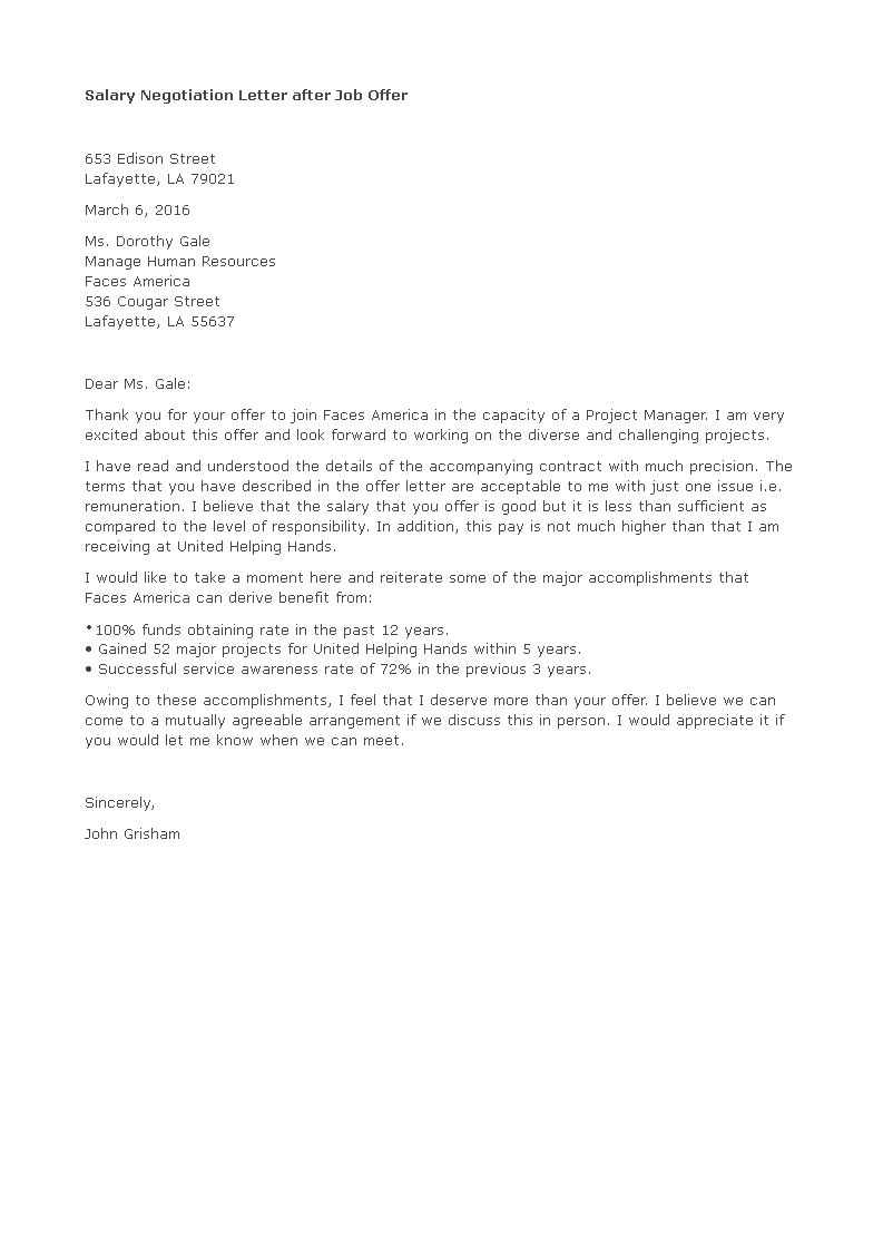 Sample Salary Negotiation Letter After Job Offer from www.allbusinesstemplates.com
