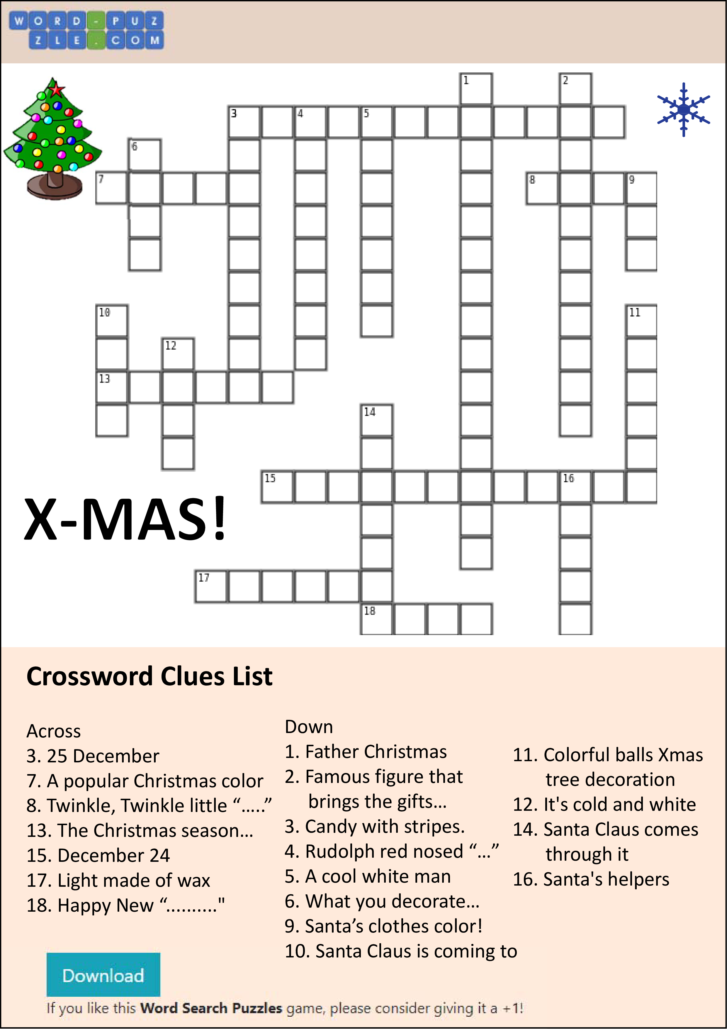 christmas crossword Hauptschablonenbild