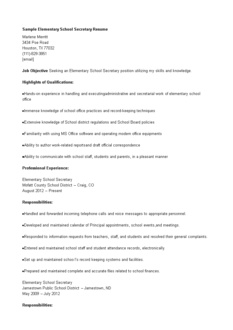 school resume template