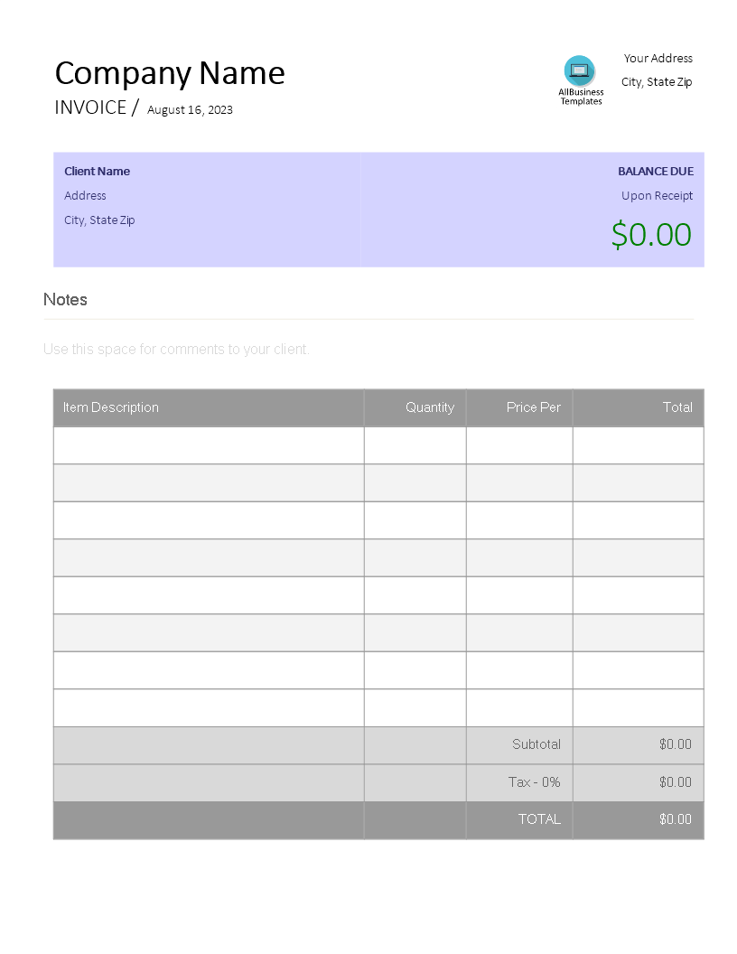 Invoice 模板